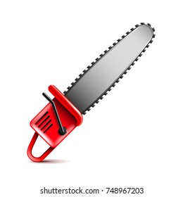Chainsaw isolated on white photo-realistic vector illustration