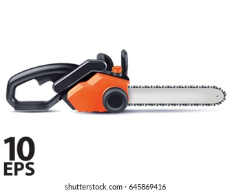 Chainsaw isolated on white. Vector 3d illustration