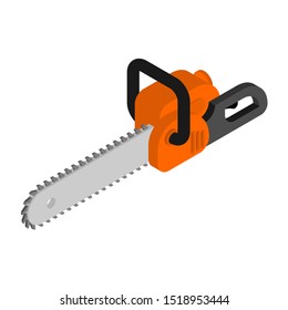 Chainsaw isometric isolated. lumberjack Tool vector illustration
