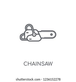 Chainsaw linear icon. Modern outline Chainsaw logo concept on white background from Construction collection. Suitable for use on web apps, mobile apps and print media.