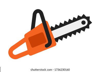 Chainsaw and mechanical saw - machine and tool for cutting. Vector illustration isolated on white.