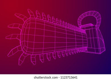 Chainsaw model. Wireframe low poly mesh vector illustration