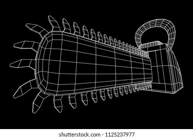 Chainsaw model. Wireframe low poly mesh vector illustration