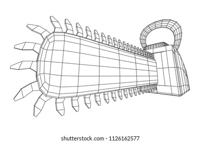 Chainsaw model. Wireframe low poly mesh vector illustration