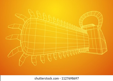Chainsaw model. Wireframe low poly mesh vector illustration