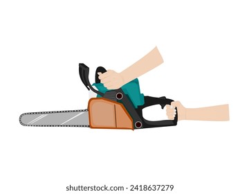 Chainsaw on a white background.