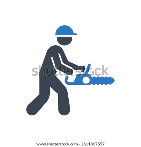 Chainsaw operator action Icon On White Background