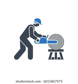 Chainsaw operator Icon On White Background