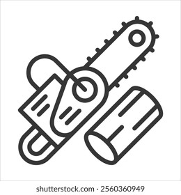 Chainsaw Outline Icon Vector Illustration