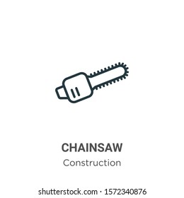 Chainsaw outline vector icon. Thin line black chainsaw icon, flat vector simple element illustration from editable construction concept isolated on white background