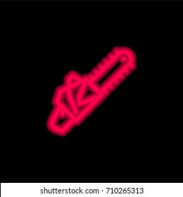 Chainsaw red glowing neon ui ux icon. Glowing sign logo vector