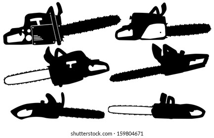 chainsaw set isolated on white