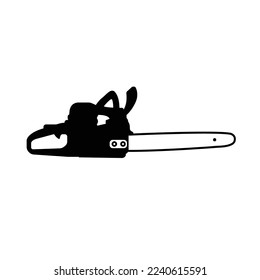 Chainsaw Silhouette. Black and White Icon Design Elements on Isolated White Background