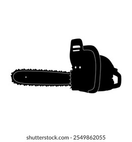 Chainsaw Silhouette Vector Illustration. This vector image depicts a silhouette of a chainsaw. The design showcases the key components of the tool.