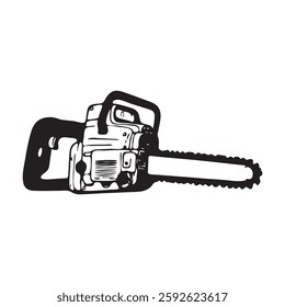 Chainsaw, a simple vector black and white