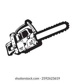 Chainsaw, a simple vector black and white