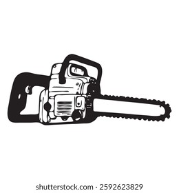 Chainsaw, a simple vector black and white