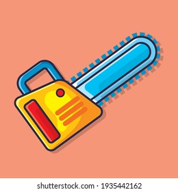 chainsaw tool isolated cartoon vector illustration in flat style