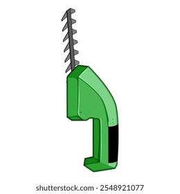 chainsaw tree trimmer cartoon. lopper saw, hedge foliage, canopy trimming chainsaw tree trimmer sign. isolated symbol vector illustration