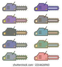 Chainsaw Vector Icon Set. EPS 10.Illustration Of Chainsaw On White Background