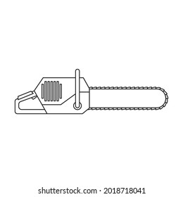 Chainsaw vector icon.Outline vector icon isolated on white background chainsaw.