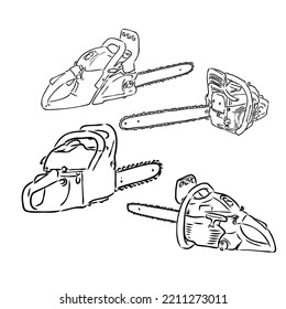 Chainsaw. Vector illustration, doodle style saw vector