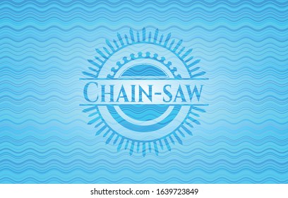 Chain-saw water concept badge. Vector Illustration. Detailed.
