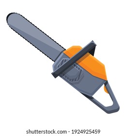 Chainsaw para ícono de madera. Caricatura de la sierra para el icono del vector de madera para el diseño web aislado sobre fondo blanco
