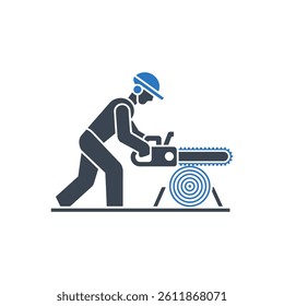Chainsaw Worker Icon On White Background