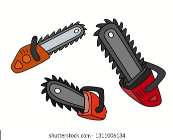 Chainsaws Cartoon Icons