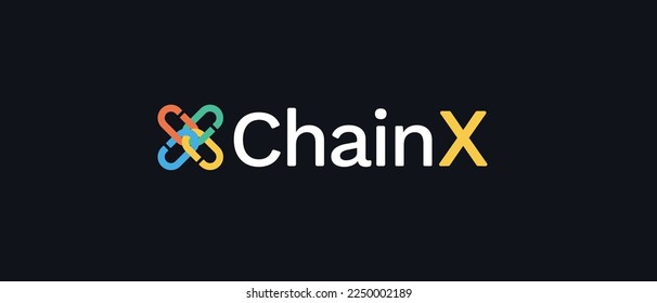 ChainX Kryptowährung PCX Coin, Cryptowährung Logo auf isoliertem Hintergrund mit Text.