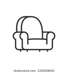 Silla con reposacabezas, icono lineal. Línea con trazo editable