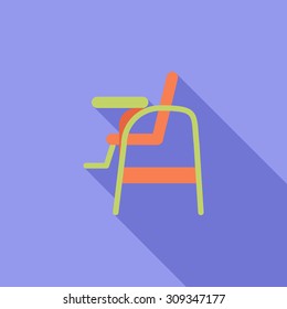 Chair for baby icon. Flat vector related icon with long shadow for web and mobile applications. It can be used as - logo, pictogram, icon, infographic element. Vector Illustration. 