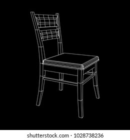 Chair with backrest wireframe low poly mesh vector illustration