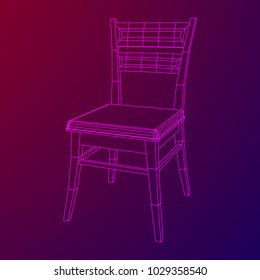 Chair with backrest wireframe low poly mesh vector illustration