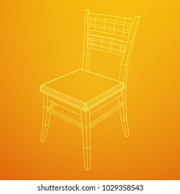 Chair with backrest wireframe low poly mesh vector illustration