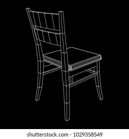 Chair with backrest wireframe low poly mesh vector illustration