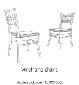 Chair with backrest wireframe low poly mesh vector illustration