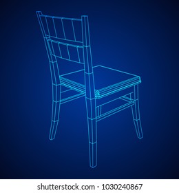 Chair with backrest wireframe low poly mesh vector illustration