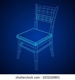 Chair with backrest wireframe low poly mesh vector illustration