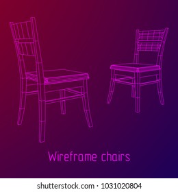 Chair with backrest wireframe low poly mesh vector illustration