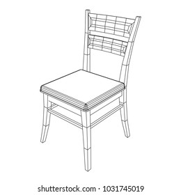 Chair with backrest wireframe low poly mesh vector illustration