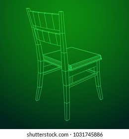 Chair with backrest wireframe low poly mesh vector illustration