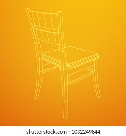 Chair with backrest wireframe low poly mesh vector illustration