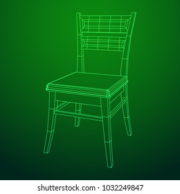 Chair with backrest wireframe low poly mesh vector illustration