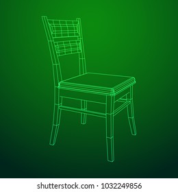 Chair with backrest wireframe low poly mesh vector illustration