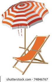 chair and beach umbrella