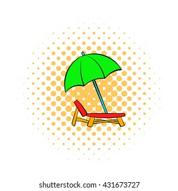 Chair and beach umbrella icon