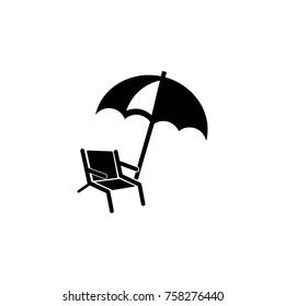 Chair and beach umbrella icon. Beach holidays simple icon. Travel element icon. Premium quality graphic design. Signs, outline symbols collection icon for websites, web design on white background