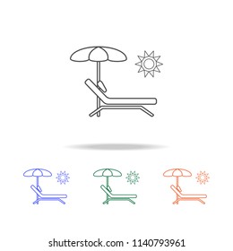 Chair and beach umbrella line icon. Elements of journey in multi colored icons. Premium quality graphic design icon. Simple icon for websites, web design, mobile app, info graphics